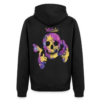 Crâne avec papillon - Veste à capuche bio Premium Unisexe - noir - Dos - Nico (187cm)