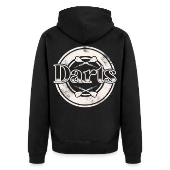 Dart Darten Darts - Unisex Premium Bio Zip Hoodie - Schwarz - Hinten - Nico (187cm)