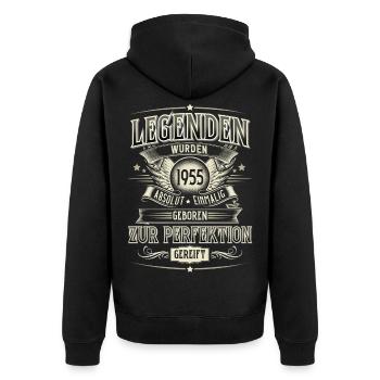 Jahrgang 1955 Geboren Geburtstag Legende - Unisex Premium Bio Zip Hoodie - Schwarz - Hinten - Nico (187cm)