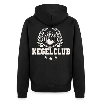 Kegelclub Kegeln - Unisex Premium Bio Zip Hoodie - Schwarz - Hinten - Nico (187cm)