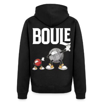 Dabbing Boulekugeln für Bouler boulen Boulesport - Unisex Premium Bio Zip Hoodie - Schwarz - Hinten - Nico (187cm)