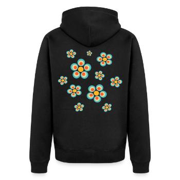 Fleur Bleu Clair Bleu Fleur Fleurs Bleu Rouge Hippie - Veste à capuche bio Premium Unisexe - noir - Dos - Nico (187cm)