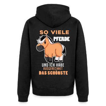 Norwegisches Fjordpferd Pferd Hauspferd - Unisex Premium Bio Zip Hoodie - Schwarz - Hinten - Nico (187cm)