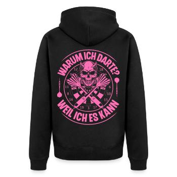Dartspielerin Dart Darts Darten - Unisex Premium Bio Zip Hoodie - Schwarz - Hinten - Nico (187cm)