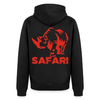 Safari et rhinocéros rouge - Veste à capuche bio Premium Unisexe - noir - Dos - Nico (187cm)