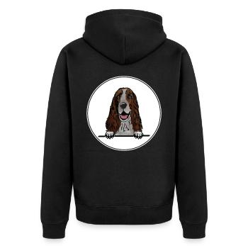 Englisch Springer Spaniel Hund für Peeking Dog Lover - Unisex Premium Bio Zip Hoodie - Schwarz - Hinten - Nico (187cm)