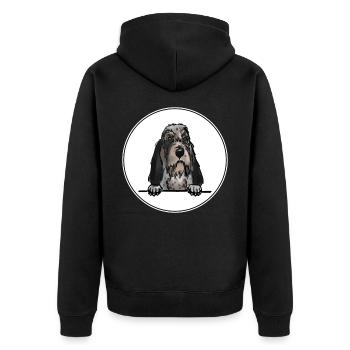 Griffon Bleu de Gascogne Hund für Peeking Dog Lover - Unisex Premium Bio Zip Hoodie - Schwarz - Hinten - Nico (187cm)