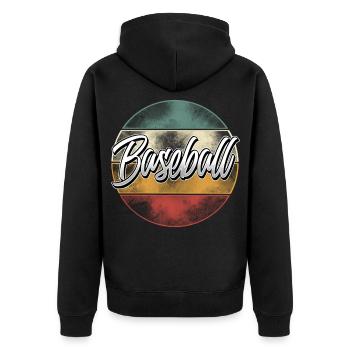 Baseball - Unisex Premium Bio Zip Hoodie - Schwarz - Hinten - Nico (187cm)