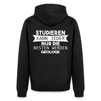 Geologe Beruf - Unisex Premium Bio Zip Hoodie - Schwarz - Hinten - Nico (187cm)