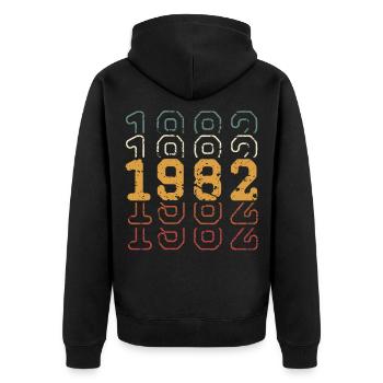 1982 - Unisex Premium Organic Zip Hoodie - black - Back - Nico (187cm)