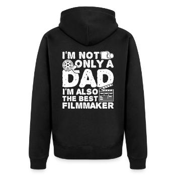 Filmemacher Vater - Unisex Premium Bio Zip Hoodie - Schwarz - Hinten - Nico (187cm)