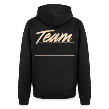 Team - Unisex Premium Bio Zip Hoodie - Schwarz - Hinten - Nico (187cm)