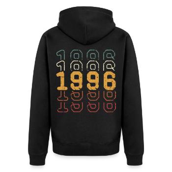 1996 - Unisex Premium Organic Zip Hoodie - black - Back - Nico (187cm)