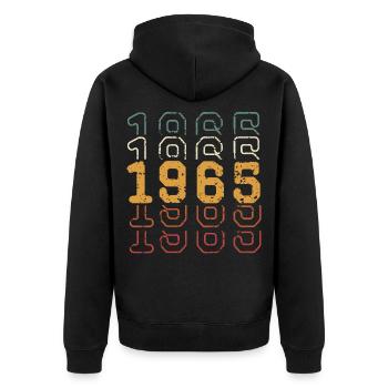 1965 - Unisex Premium Bio Zip Hoodie - Schwarz - Hinten - Nico (187cm)