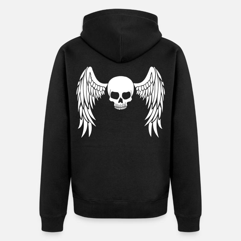 Crâne ailé blanc - Veste à capuche bio Premium Unisexe - noir