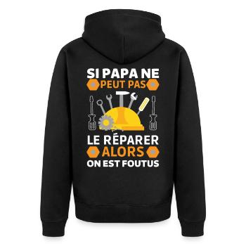 Papa bricoleur Papa Réparateur 1 - Veste à capuche bio Premium Unisexe - noir - Dos - Nico (187cm)
