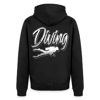 Diving Divers - Unisex Premium Organic Zip Hoodie - black - Back - Nico (187cm)