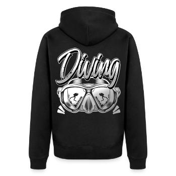 Tauchen Taucher - Unisex Premium Bio Zip Hoodie - Schwarz - Hinten - Nico (187cm)