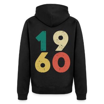 1960 - Millésime 1960 Rétro Vintage - Veste à capuche bio Premium Unisexe - noir - Dos - Nico (187cm)