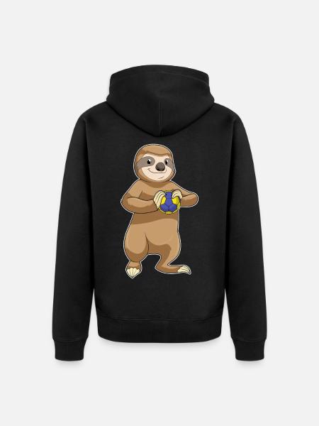 Sloth Handball Player Handball - Unisex Premium Organic Zip Hoodie - black
