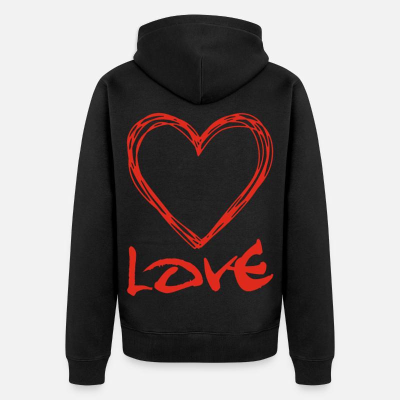 rotes Graffiti-Herz - Unisex Premium Bio Zip Hoodie - Schwarz