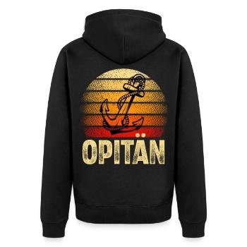 Opitän Opa Boot Segeln Segler - Unisex Premium Bio Zip Hoodie - Schwarz - Hinten - Nico (187cm)