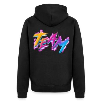 Team - Unisex Premium Organic Zip Hoodie - black - Back - Nico (187cm)