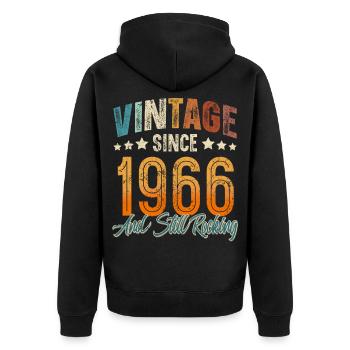 1966 Année de naissance Anniversaire Année de construction Millésime - Veste à capuche bio Premium Unisexe - noir - Dos - Nico (187cm)