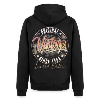 1983 Geburtsjahr Geburtstag Vintage - Unisex Premium Bio Zip Hoodie - Schwarz - Hinten - Nico (187cm)