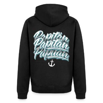 Papitän Segeln Segler Kapitän Papa Vater - Unisex Premium Bio Zip Hoodie - Schwarz - Hinten - Nico (187cm)