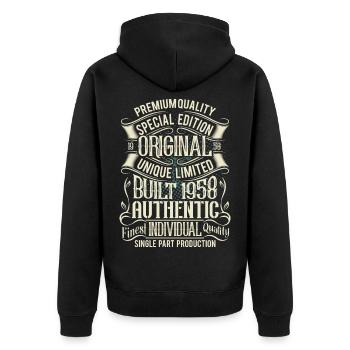 1958 Geboren Geburtstag Retro Vintage - Unisex Premium Bio Zip Hoodie - Schwarz - Hinten - Nico (187cm)