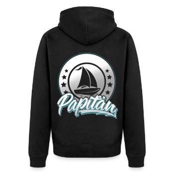 Papitän Segeln Segler Segelboot Vater Kapitän Papa - Unisex Premium Bio Zip Hoodie - Schwarz - Hinten - Nico (187cm)