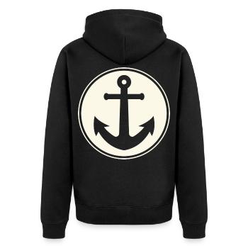 Anchor Captain Sailing Sailor - Unisex Premium Organic Zip Hoodie - black - Back - Nico (187cm)