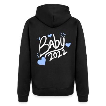 Baby Junge Sohn 2022 - Geburt Schwanger 2022 - Unisex Premium Bio Zip Hoodie - Schwarz - Hinten - Nico (187cm)