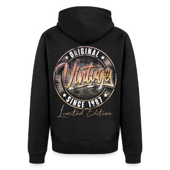 1987 Geburtsjahr Geburtstag Vintage - Unisex Premium Bio Zip Hoodie - Schwarz - Hinten - Nico (187cm)