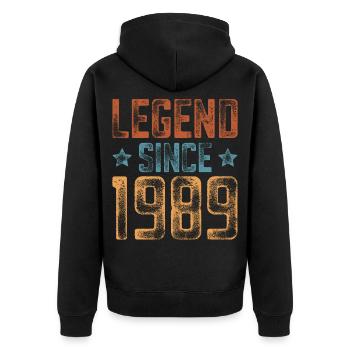 1989 Naissance Année de naissance Anniversaire - Veste à capuche bio Premium Unisexe - noir - Dos - Nico (187cm)