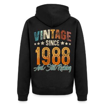 1988 Geburtsjahr Geburtstag Baujahr Vintage - Unisex Premium Bio Zip Hoodie - Schwarz - Hinten - Nico (187cm)