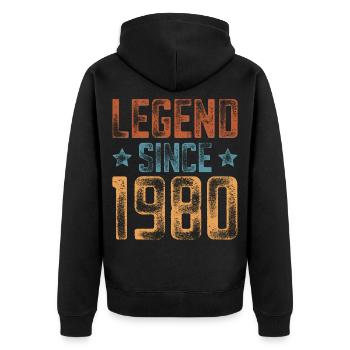 1980 Geboren Geburtsjahr Geburtstag - Unisex Premium Bio Zip Hoodie - Schwarz - Hinten - Nico (187cm)
