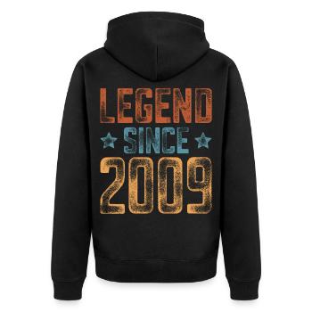 2009 Geboren Geburtsjahr Geburtstag - Unisex Premium Bio Zip Hoodie - Schwarz - Hinten - Nico (187cm)