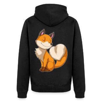 Fuchs Herz - Unisex Premium Bio Zip Hoodie - Schwarz - Hinten - Nico (187cm)