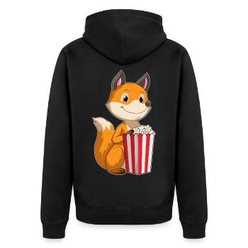Fox Popcorn - Unisex Premium Organic Zip Hoodie - black - Back - Nico (187cm)