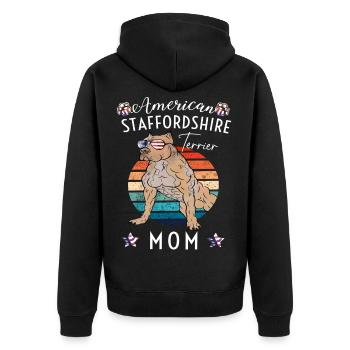 American Staffordshire Maman Rétro - Veste à capuche bio Premium Unisexe - noir - Dos - Nico (187cm)
