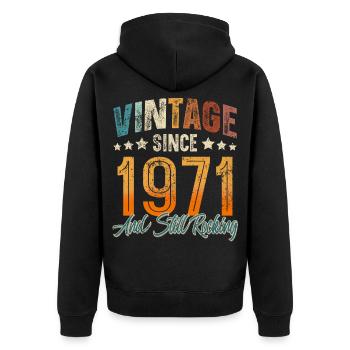 1971 Année de naissance Anniversaire Année de construction Millésime - Veste à capuche bio Premium Unisexe - noir - Dos - Nico (187cm)