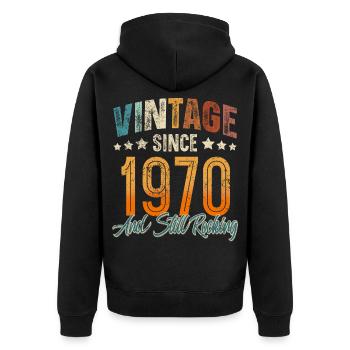 1970 Geburtsjahr Geburtstag Baujahr Vintage - Unisex Premium Bio Zip Hoodie - Schwarz - Hinten - Nico (187cm)