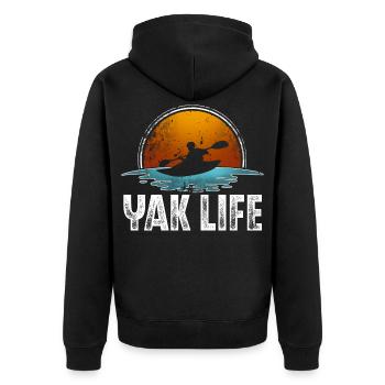 Kajak Kajakfahren - Unisex Premium Bio Zip Hoodie - Schwarz - Hinten - Nico (187cm)