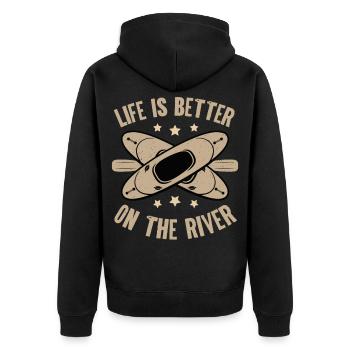 Kajak Kajakfahren - Unisex Premium Bio Zip Hoodie - Schwarz - Hinten - Nico (187cm)