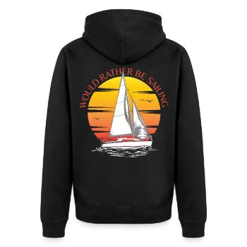 Would Rather Be Sailing - Unisex Premium Organic Zip Hoodie - black - Back - Nico (187cm)