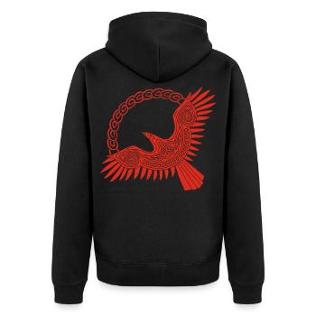 roter wikingeradler - Unisex Premium Bio Zip Hoodie - Schwarz - Hinten - Nico (187cm)