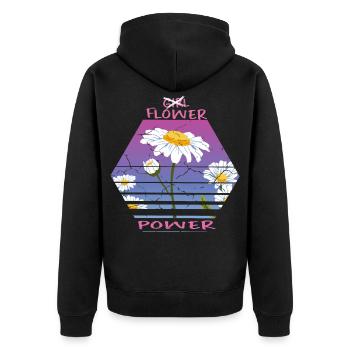 Sonnenblumen - Unisex Premium Bio Zip Hoodie - Schwarz - Hinten - Nico (187cm)