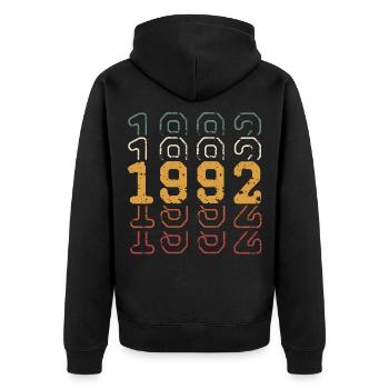 1992 - Unisex Premium Organic Zip Hoodie - black - Back - Nico (187cm)